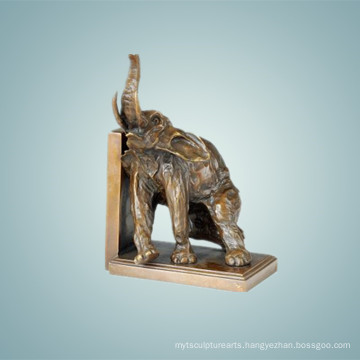 Animal Bronze Sculpture Elephant Left Bookrack Carving Deco Brass Statue Tpal-142A